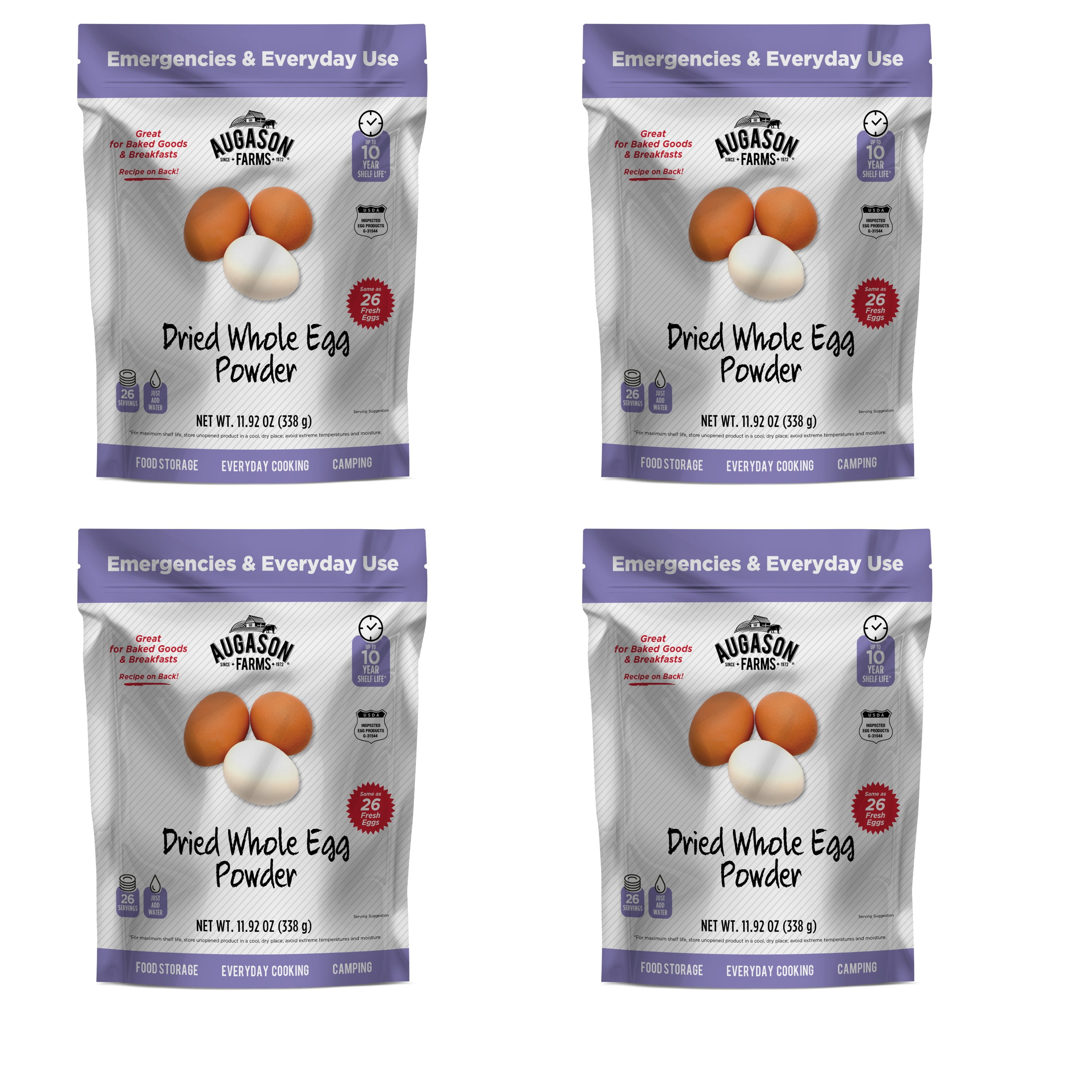 Augason Farms Dried Whole Egg Powder Resealable Pouch Emergency Food