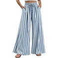 thumbnail image 3 of IMENGL Women's Wide Leg Pants Soft Summer Striped Straight Elastic Waist Trousers Loose Casual Cropped Pant for Womens,M-XXL, 3 of 7
