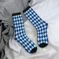 thumbnail image 5 of Pofeuu Blue Squares Print Crew Socks, Adult Running Hiking Socks for Youth and Adult, 5 of 6