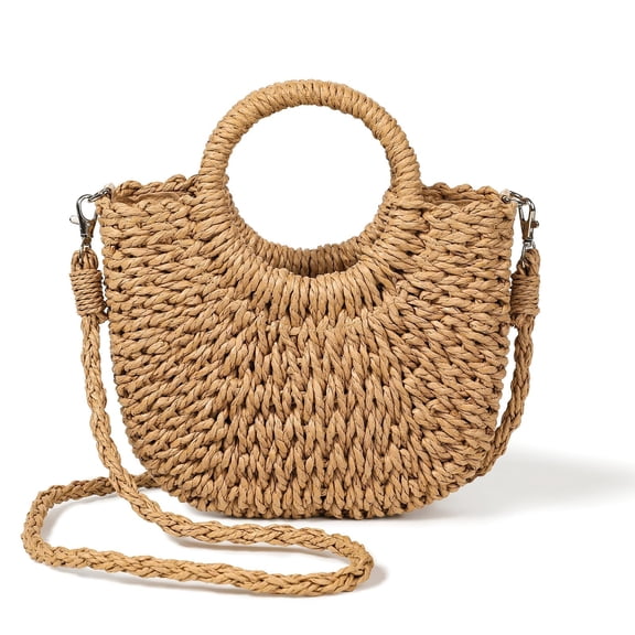 Handwoven Straw Beach Small Crossbody Bag for Women 2026 Summer Boho Wicker Handbag Shoulder Purse with Handle