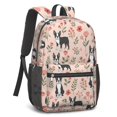 thumbnail image 2 of Boston Terrier and Floral Pink Pattern 17" School Backpacks for Teens,Waterproof Oxford Fabric,S-Shape Padded Straps for School,Travel,Hiking,Camping, 2 of 6