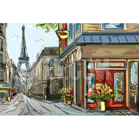 Street in Paris - Illustration Print Wall Art By