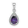 thumbnail image 2 of Sterling Silver Rhodium Plated Purple & Clear Cubic Zirconia Pendant, 2 of 3