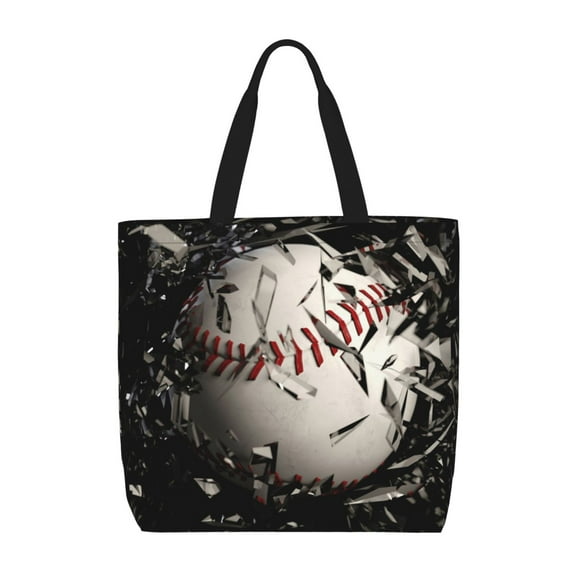 Pofeuu Baseball Breaking Glass Print Tote Bag for Women,Hobo HandBags with Zipper,Large Capacity Casual Shoulder Handbags with Inner Pockets