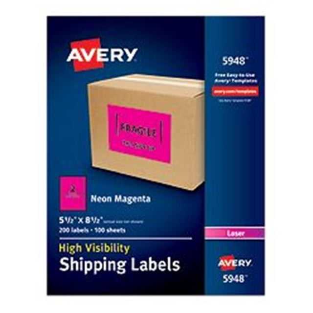 Avery-Dennison 5.5 X 8.5 In. High-Visibility Shipping Label, Magenta, Pack Of 200