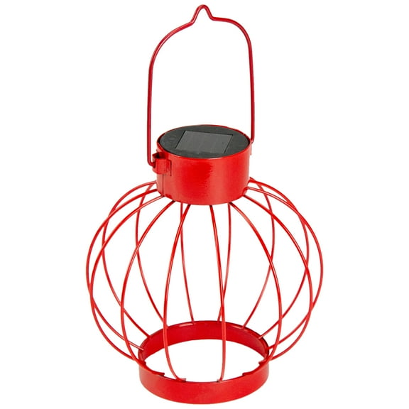 Northlight 6.5" Red Outdoor Hanging LED Solar Lantern with Handle