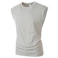 thumbnail image 4 of Men's Solid Crew Neck Wide Shoulder Mesh Sleeveless Tank Top, Breathable Casual Summer Athletic Muscle Gym Vest Gray, 4 of 9