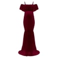 thumbnail image 7 of Gyujnb Off Shoulder Ruffle Flutter Sleeve Lace Maternity Gown Thin Spaghetti Strap Liner Fitted Long Train Formal Dress Elegant Outfit for Maternity Photoshoot Postpartum Party Wear,S, 7 of 7
