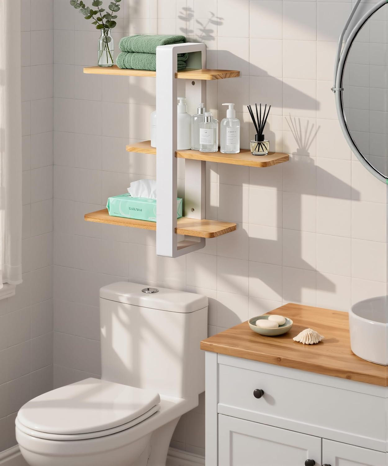 Gronda 3 Tier Wooden Floating Shelves Wall Mounted Shelf Unit for Living Room Bedroom, Easy Adjustable Hanging Shelves for Modern Home Wall Decor,20in