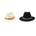 thumbnail image 1 of 2x Sombrero Fedora con Ala Cadena Dorada Ala Caballero de, 1 of 8