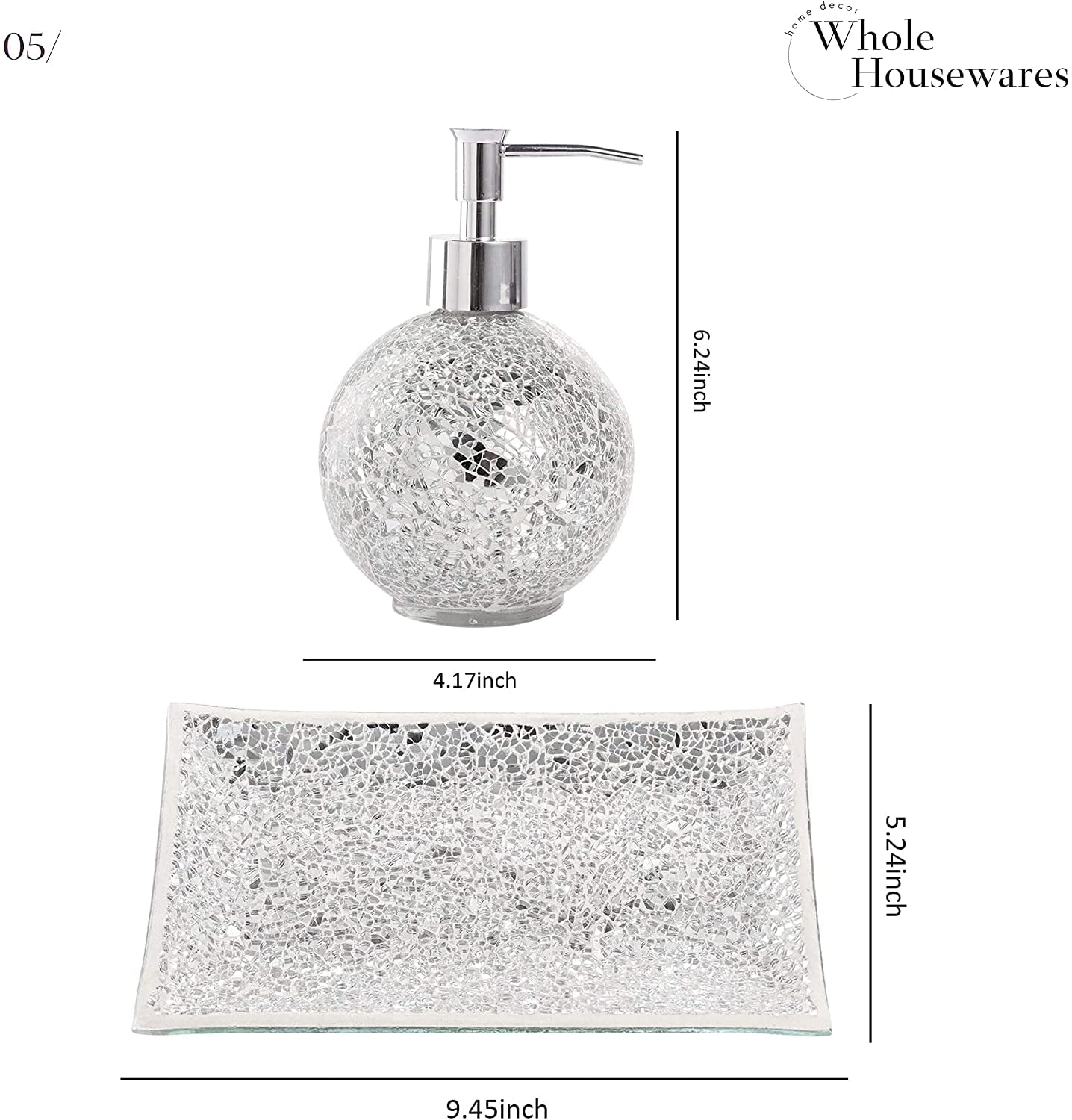 4-Piece Glass Mosaic Bath Accessor... Whole Housewares Bathroom Accessories Set 