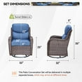 thumbnail image 7 of PARKWELL Patio Wicker Chairs Swivel Rocker Set of 4,Outdoor Rattan Swivel Glider Rocking Lounge Chairs for Patio Porch Pool,Brown/Navy, 7 of 7