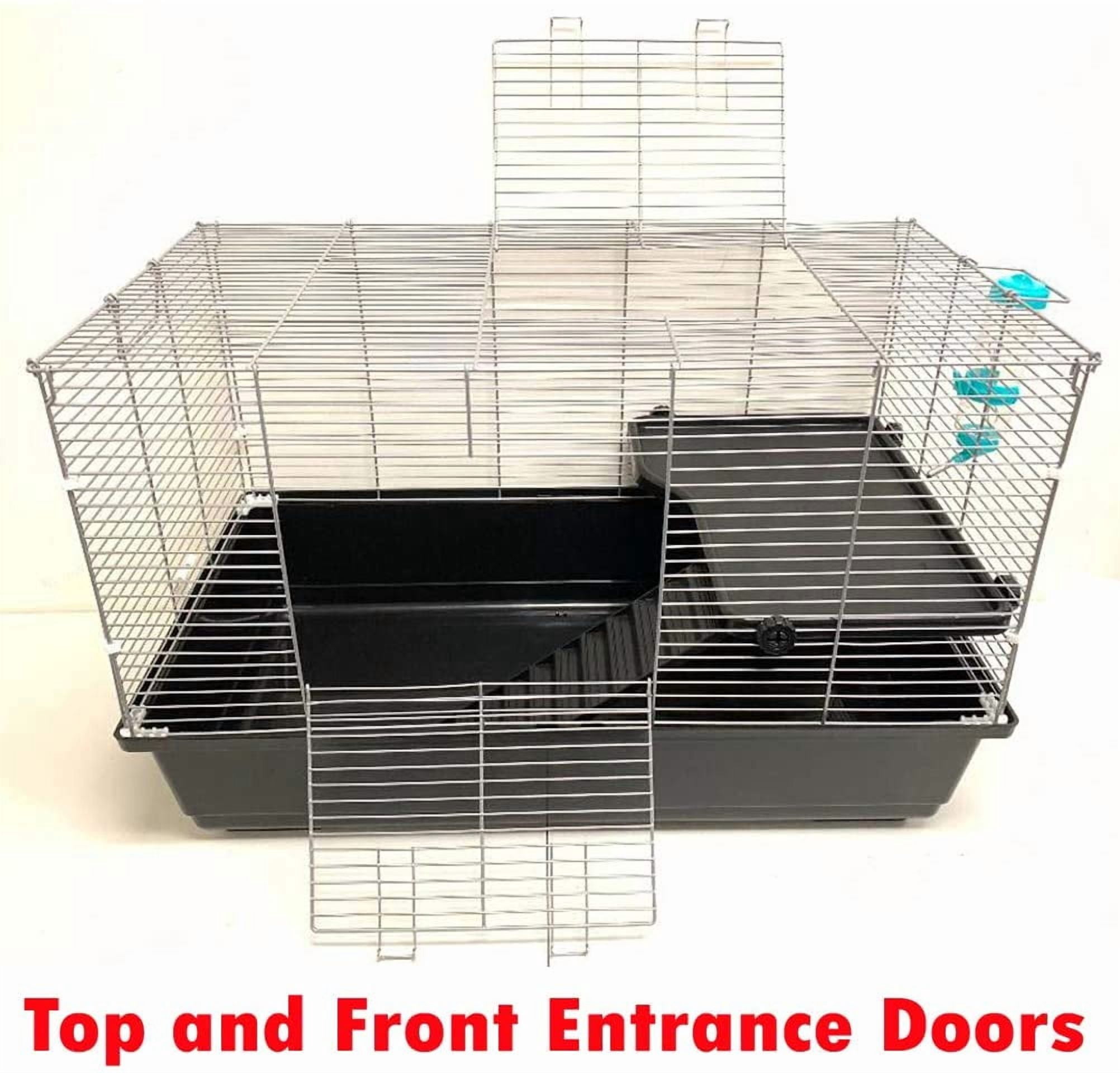 Universal 2-Story Small Animal Critter Home House Habitat Cage Tight 3/8-Inch Bar Spacing For Hamster Guinea Pig Mouse Mice Rat Hedgehog Gerbil