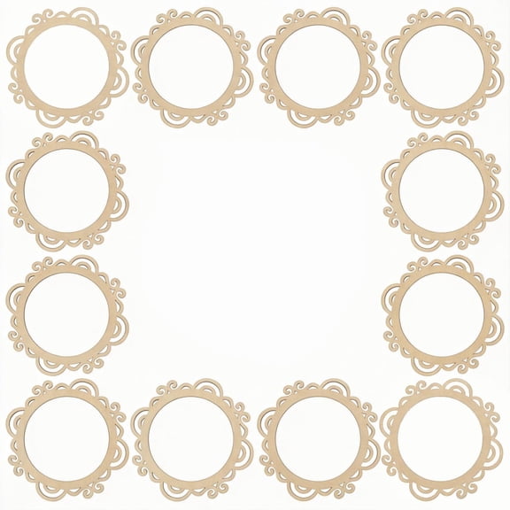 XIBUFE 12-Piece Unfinished Wooden Craft Frames 5.9 in Round Diy Picture Frames for Home Decor Hanging Ornaments Photo Display