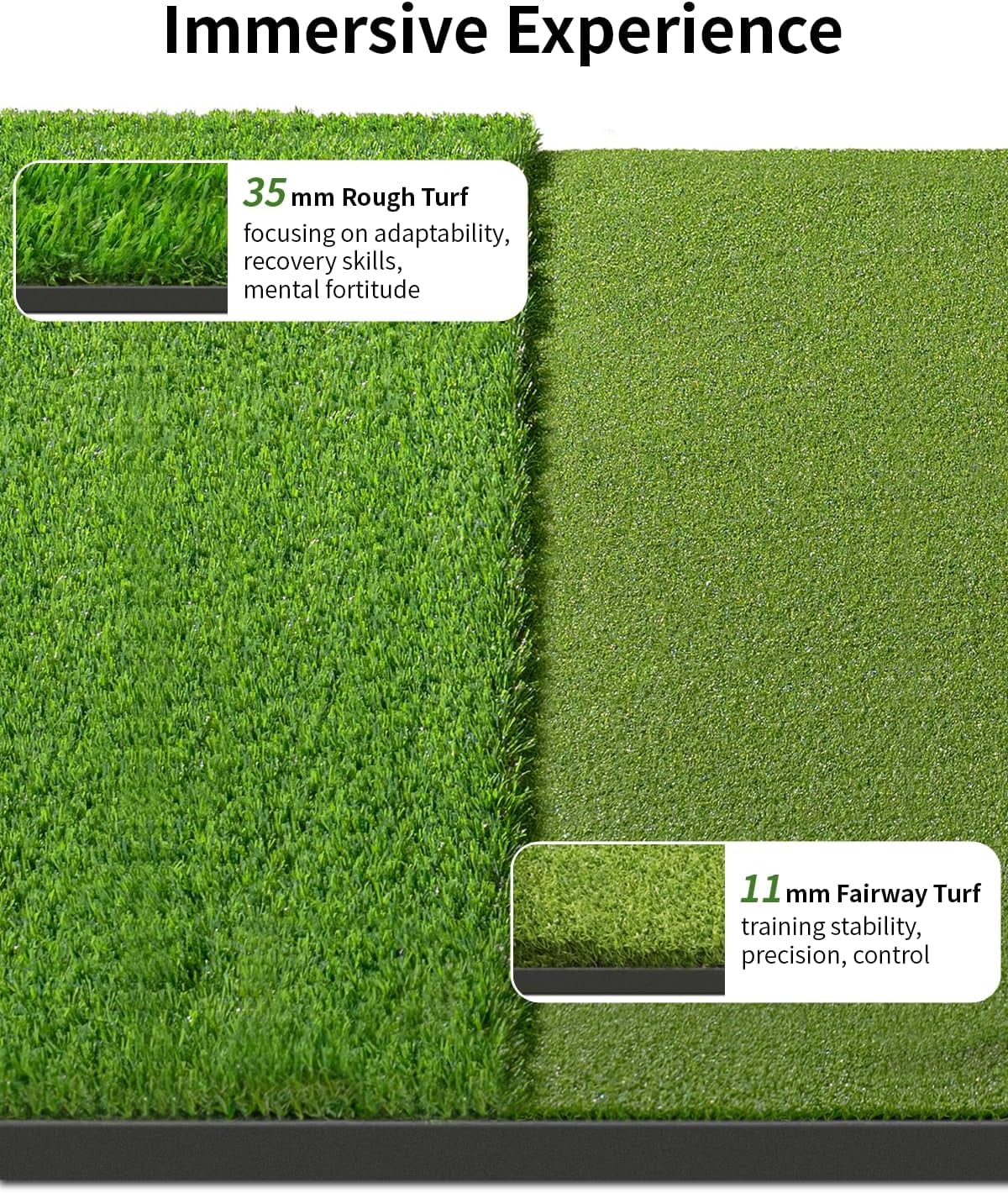 ORFELD 6x4ft Golf Hitting Mat with 9 Hitting Holes, Dual Turf Golf Putting Mat with Ball Tray, Alignment Aid Practice Mat Putting Green for Indoor & Outdoor