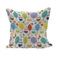 thumbnail image 1 of Cartoon Fluffy Throw Pillow Cushion Cover, Colorful Forest with Owls Trees Leafs Mushrooms and Flowers Drawing Style, Decorative Square Accent Pillow Case, 26" x 26", Multicolor, by Ambesonne, 1 of 5