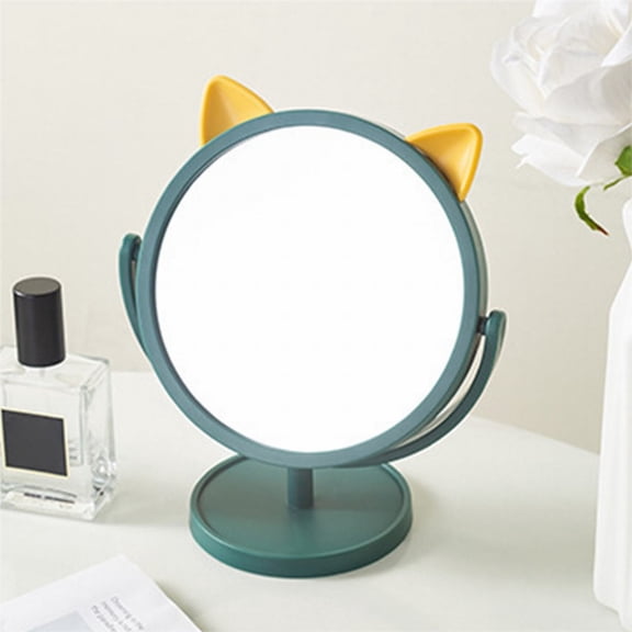 Rotating Desktop Makeup Mirror, Dark Green, 1 Pcmakeup Mirror Table Top Rotatable Small Mirror Table Top Student Dormitory Princess Mirror Home Creative Dressing Mirror, Easter Makeup Organizers