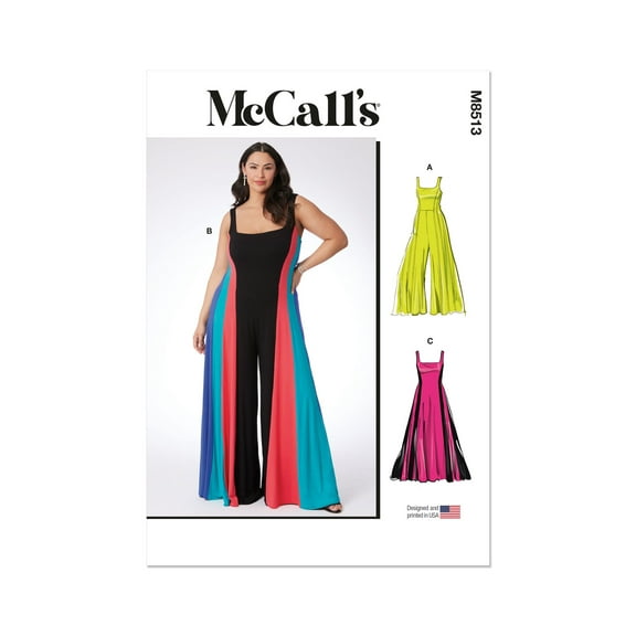 McCall's Sewing Pattern 8513 - Women's Knit Jumpsuits and Dress, Size: W3 (30W-32W-34W-36W-38W)