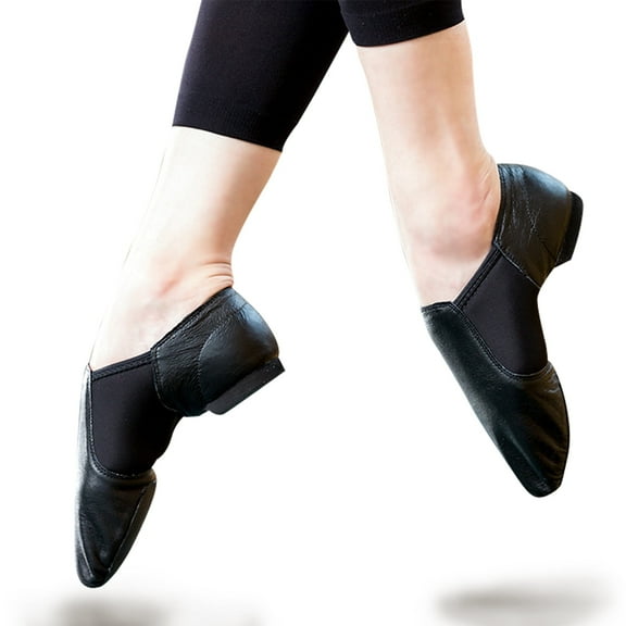 Stelle Leather Jazz Dance Shoes Upper Slip on for Girls&Boys Toddler/Little Kid/Big Kid,Black