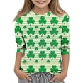thumbnail image 1 of Tauxra Chandail de la Saint-Patrick pour Adultes, T-Shirt à Manches 3/4 Imprimé Col Rond, T-Shirt Graphique Trèfle Décontracté à Manches Longues pour Activités Festives, 1 of 6