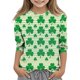 thumbnail image 2 of Blusas y camisas de manga larga con cuello redondo, informales, con estampado del Día de San Patricio, de manga tres cuartos y cuello redondo, para niños de talla mediana y grande., 2 of 6