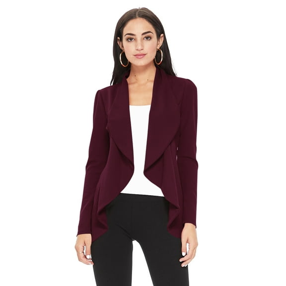 Women's Elegant Solid Stretch Open Front Long Sleeve Blazer Jacket