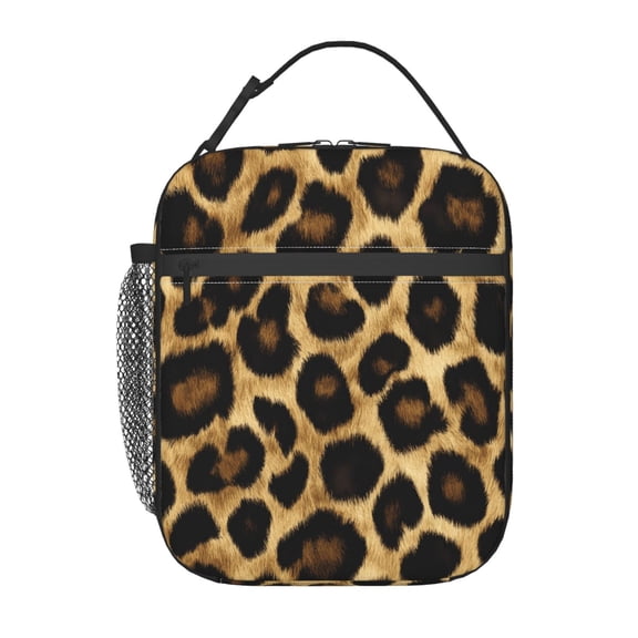 Insulated Lunch Bag For Women Men, Portable Thermal Lunch Box With Strap, Leakproof Cooler Tote For Work School Picnic Animal Leopard Print Skin