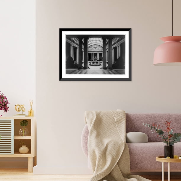 Historic Framed Print, Court, looking south, Frick Library, New