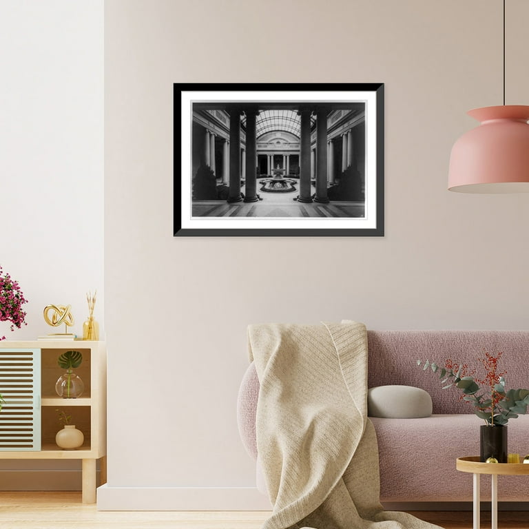 Historic Framed Print, Court, looking south, Frick Library, New