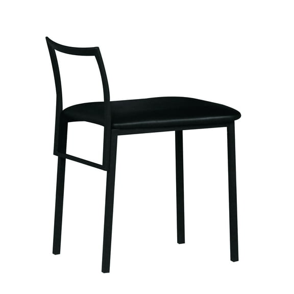 Chair With Black Metal Construction, Padded Pu Seat, 220lbs Weight Bearing, 19 Inches Deep Seat: Cushion, & Leg, Capacity, Assembly Required