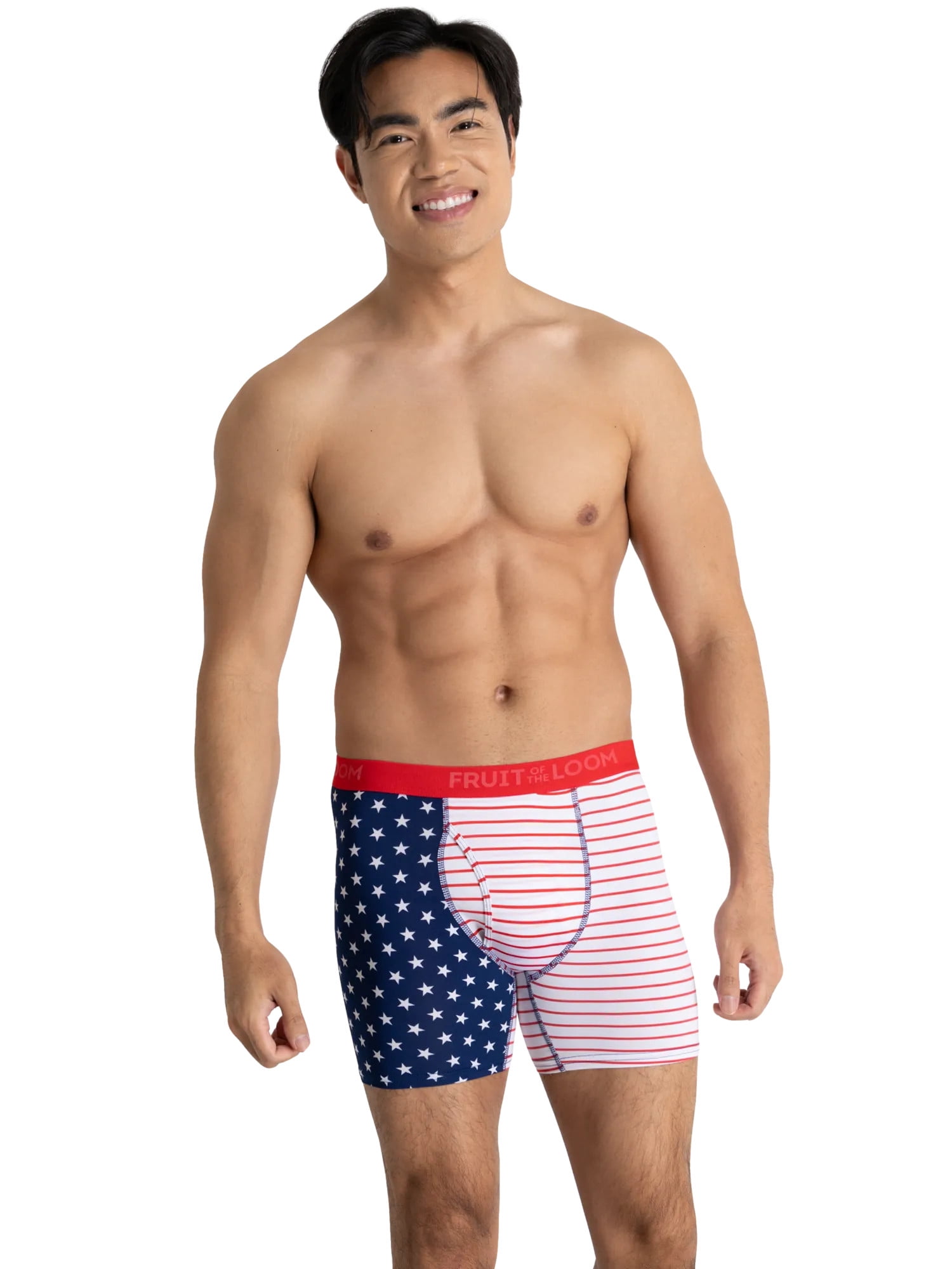 Fruit of the Loom Men's Americana Stretch Boxer Briefs, Moisture Wicking Underwear, 3-Pack