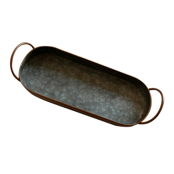 Minkissy Vintage Wrought Iron Metal Tray Salver for Storage and Decoration, Assorted Colors, Kitchen Organizer 16.5x12.5 Inches