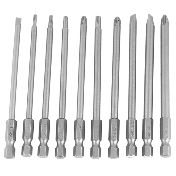 Puntas De Destornillador 10 Piezas 100 Mm 1/4" vástago Hexagonal BST Conjunto Ranurado