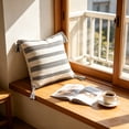 thumbnail image 5 of Bomd Boho Outdoor Couch Throw Pillow Covers , Decorative Thick Woven Striped Accent Neutral Pillow Covers with Tassels for Bed Sofa Home Decor, 19.7x19.7 Inch, Black and Cream White, 5 of 7