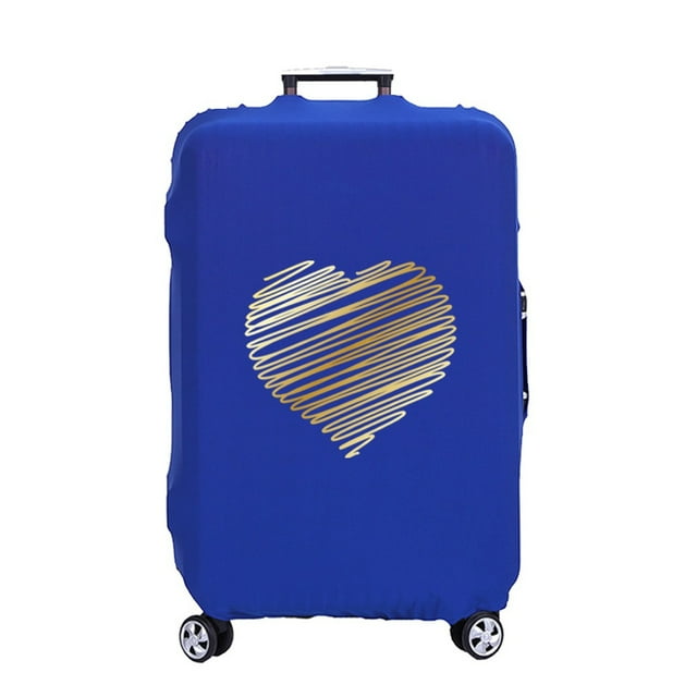 Luggage Cover Suitcase Protector Pattern Heart Printing Thicker Elastic Dust Cover To 18-32 Inch Trolley Case Travel Accessories blue XL