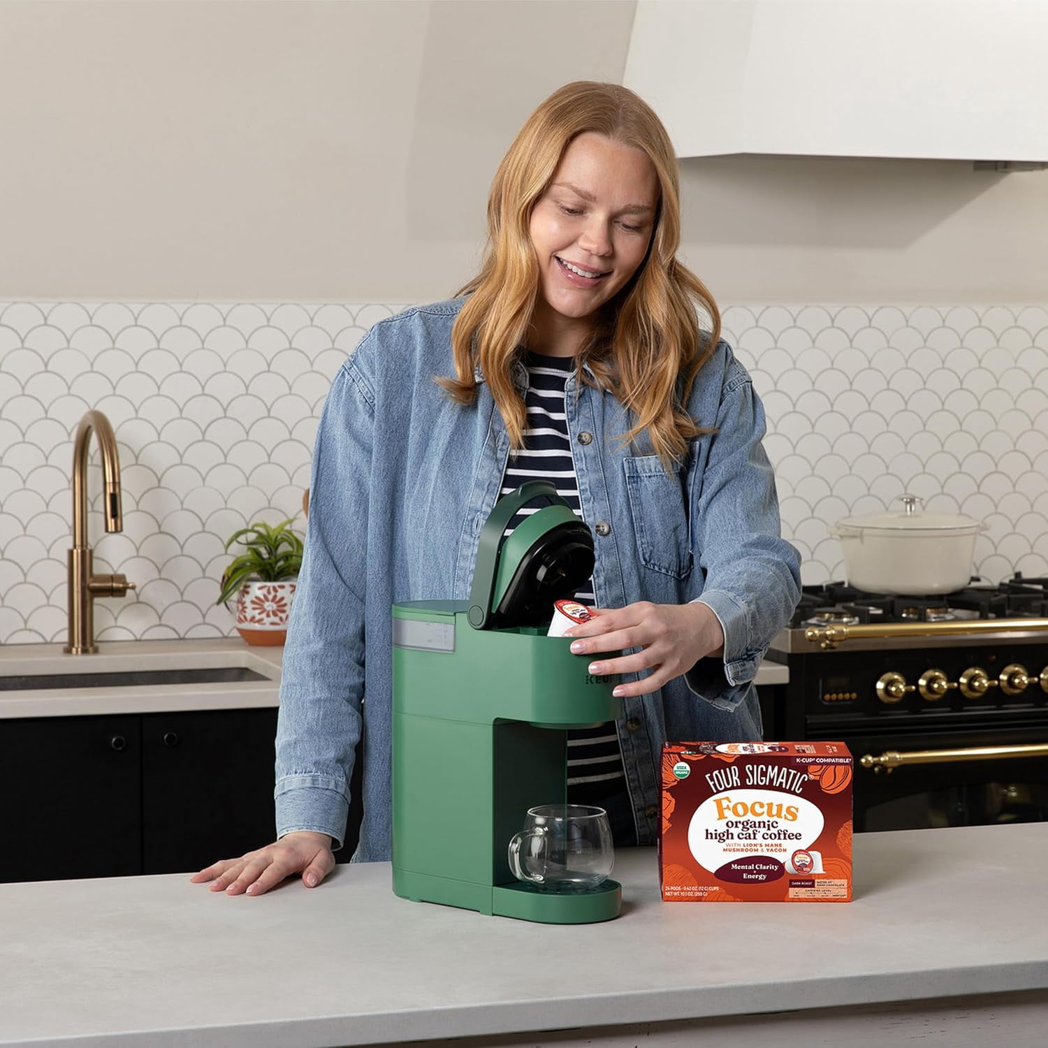 Four Sigmatic High Caffeine Mushroom Coffee K-Cups | Organic Dark Roast Coffee with Lion’s Mane & Chaga | Focus & Immune Support | Vegan & Keto | Sustainable Pods | 24 Count