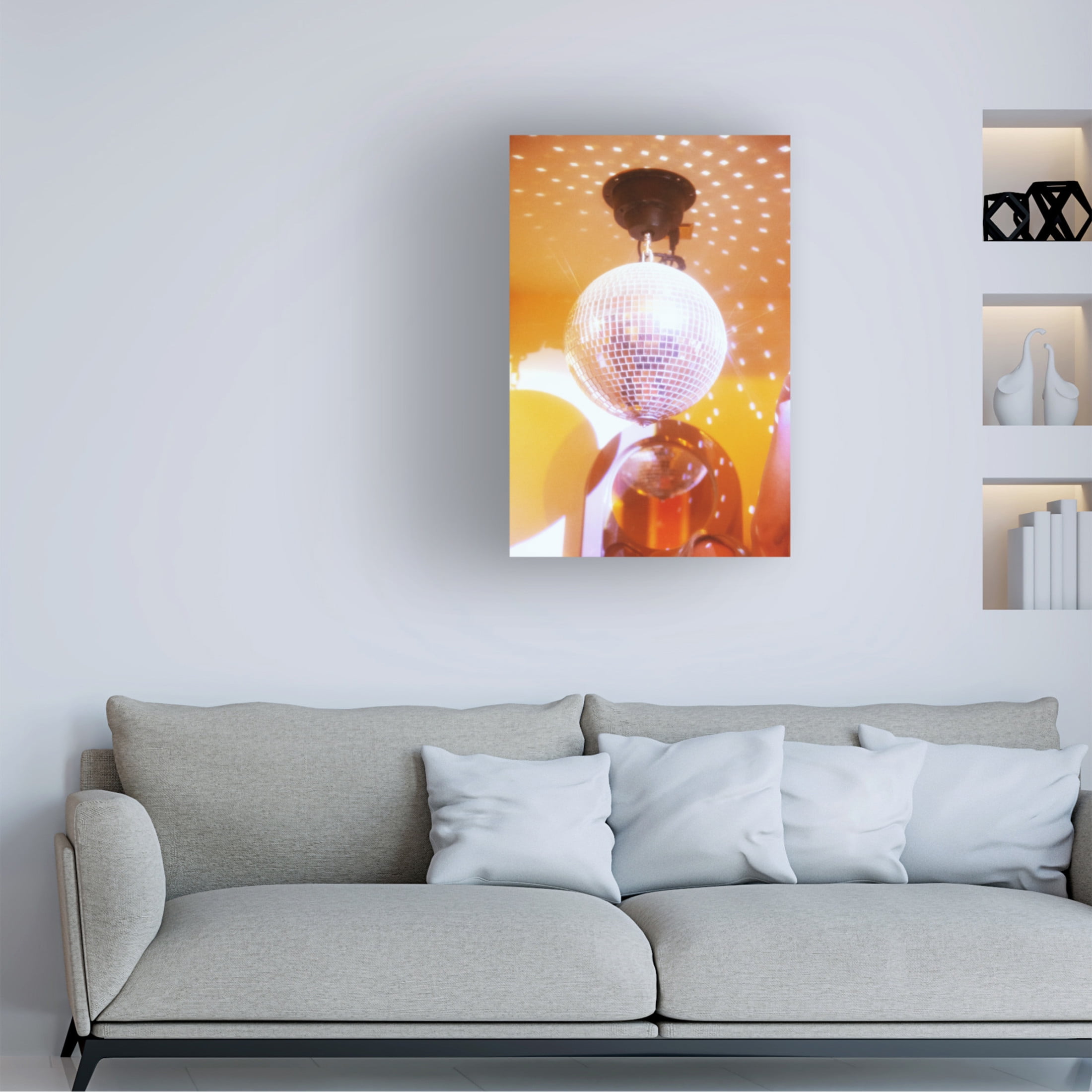 Canvas Wall Art - Samantha Hearn 'Groovy Yellow Disco Ball' Wall Art for Living Room, Bedroom, or Office D?cor by Trademark Fine Art - 30 x 47 Inches