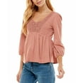 thumbnail image 1 of Derek Heart Pink Crochet Babydoll Top Size M, 1 of 1