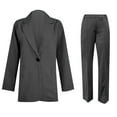 thumbnail image 4 of Pant Suits for Women, Solid Color Business Blazer Suit, Long Sleeve Cardigan with Pants Dressy Casual Work Outfits Two Piece Set Dark Gray XL, 4 of 5
