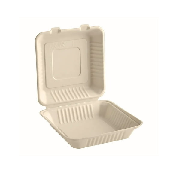Plant Plate Compostable Takeout/to-Go Container, 9x9 Clamshell, Made of Bagasse, 200 Pcs/Box