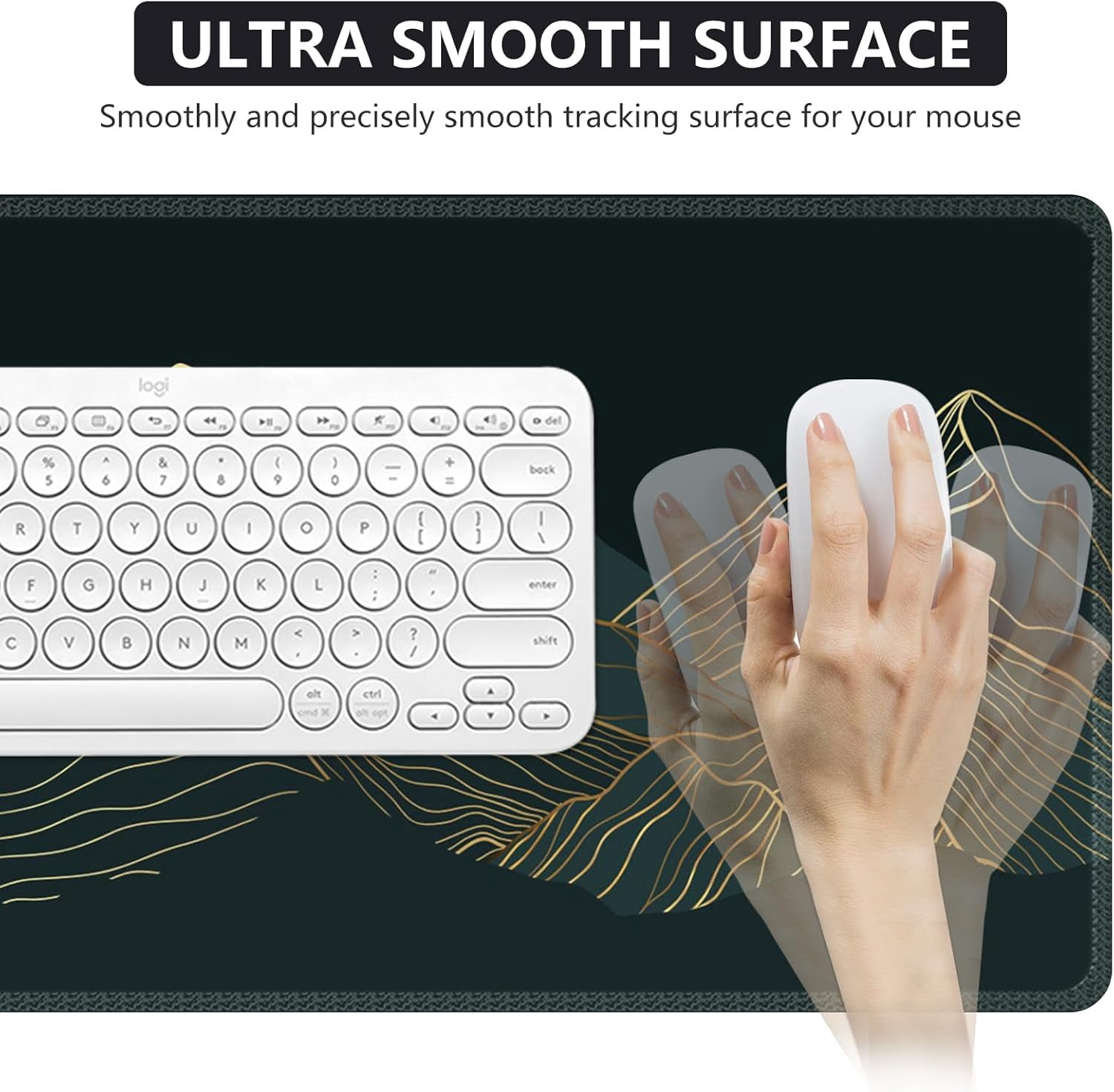 XXL Large Mouse Pad, Green Big Mousepad with Stitched Edges& Stable Rubber Base, Keyboard Mat Desk Pad for Work, Game, Office, Home (A-Mountain Cyan, Extended)