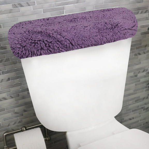 Home Weavers Waterford Collection Bathroom Rug 100% Cotton Fabric, Soft Absorbent, Elastic Edges, Machine Wash Dry, Toilet Tank Lid Cover for Bathroom, 10"x22" Tank Cover, Purple
