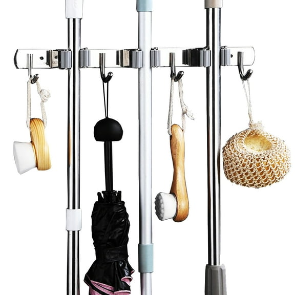 Broom Mop Holder Wall Mount Hooks Organizer, iPstyle Broom Hanger Rack