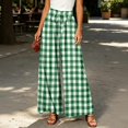 thumbnail image 2 of Women's Gingham Plaid Wide Leg Pants, Casual Tie Waist Paperbag Palazzo Trousers, Summer High Waisted Checkered Long Pants with Pockets, 2 of 6