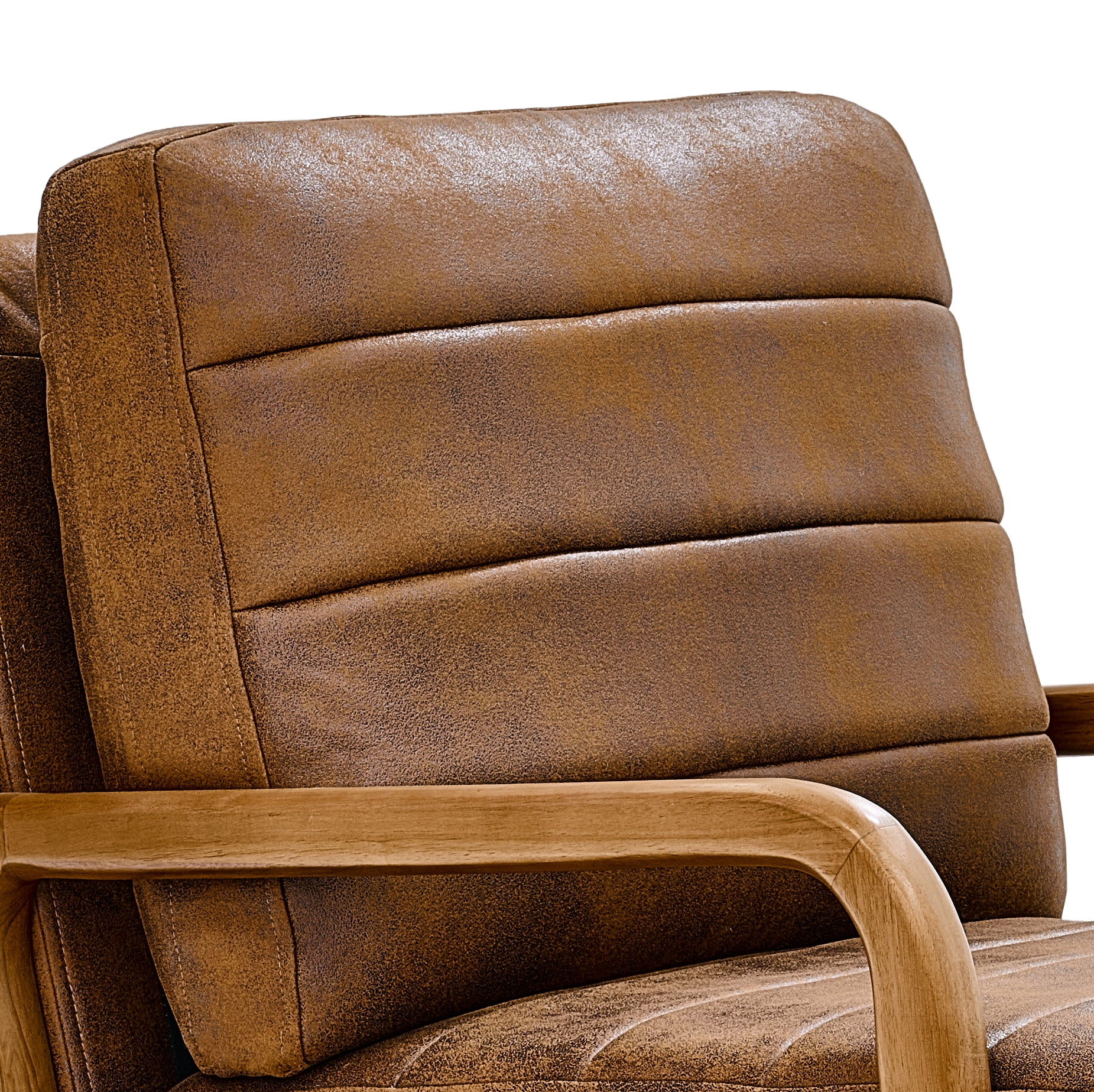 Foil Fabric Accent Chair with Solid Wood Frame, Modern Lounge Chair and Curved Armrest Reading Chair for Living Room Bedroom, Light Brown