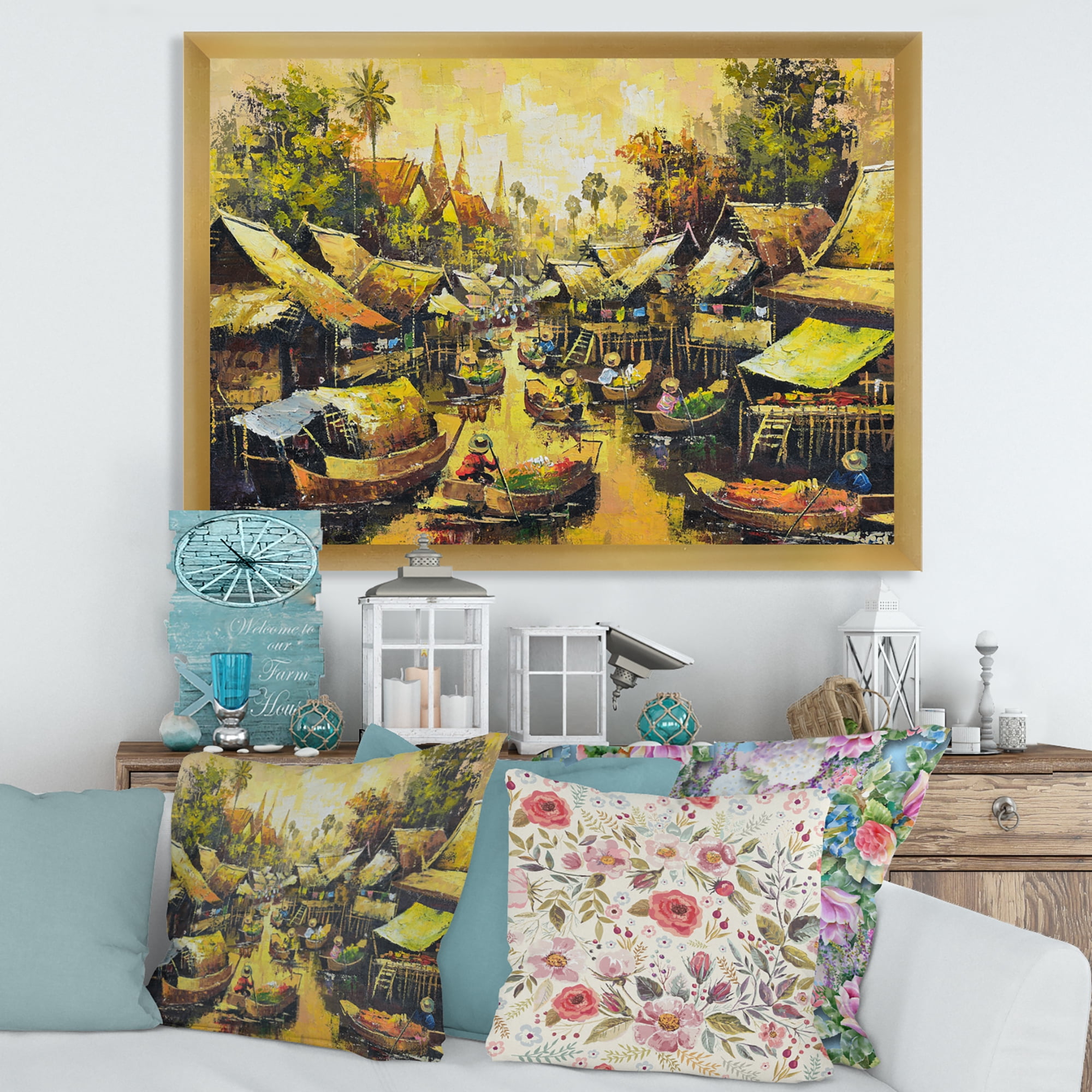 Designart 'Ancient Waterside Life II' Traditional Framed Art Print