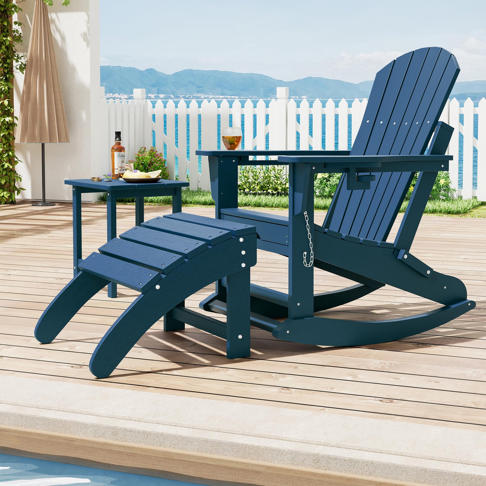 Weather Resistant Outdoor Footstool,HDPE Adirondack Ottoman Footrest for Adirondack Chairs, Porch