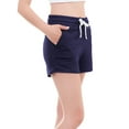 thumbnail image 1 of MixMatchy Women's Solid French Terry White Piping Comfy Shorts, 1 of 6