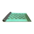 thumbnail image 2 of Ahgly Company Indoor Round Checkered Turquoise Blue Modern Area Rugs, 6' Round, 2 of 4