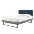 thumbnail image 1 of Platform Bed Frame, Full Size, Wood, Grey Gray Navy Blue, Modern Contemporary Urban Design, Bedroom Master Guest Suite, 1 of 10